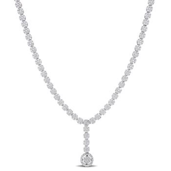 9 5/8 CT Cubic Zirconia Lariat Necklace in Sterling Silver