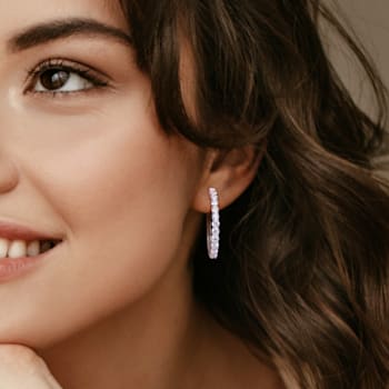 2 1/2 CT TGW Lab Grown Diamond Hoop Earrings in 14K White Gold
