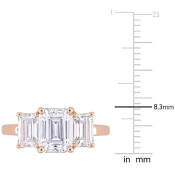 2-3/4 CT DEW Created Moissanite 3-Stone Engagement Ring in 10K Rose Gold