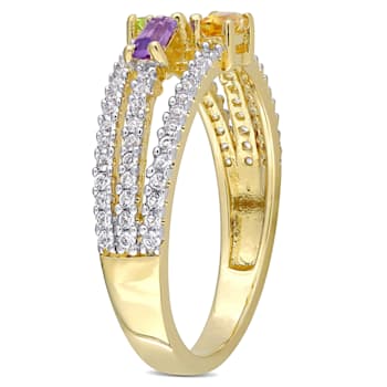 5/8 CTW Multi-Gemstone Ring in Yellow Plated Sterling Silver