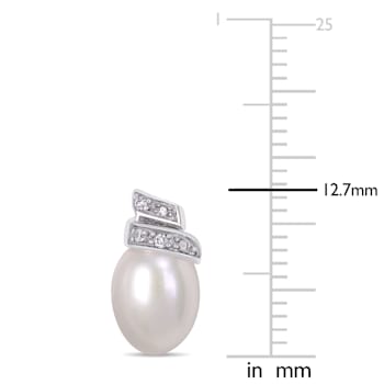 6.5-7MM Freshwater Cultured Pearl and Diamond Accent Spiral Stud
Earrings in 14K White Gold