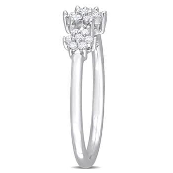 1/5 CT TW Diamond Floral Band in Sterling Silver
