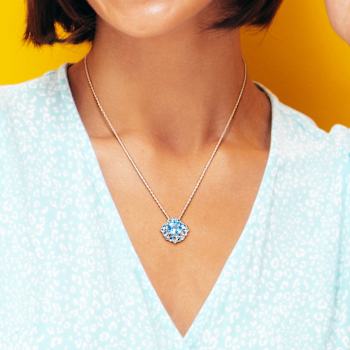 4 1/6 CT TGW Swiss Blue Topaz Quatrefoil Floral Pendant with Chain in
Sterling Silver