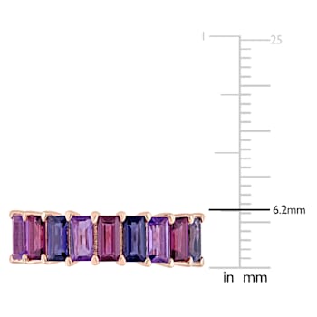 2 1/6 CT TGW Amethyst-Brazil, Rhodolite and Iolite Semi-Eternity Ring in
Rose Plated Sterling Silver
