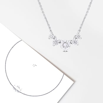 5/8ctw Lab-Grown Diamond 5-Stone Necklace in 14K White Gold