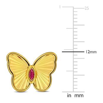 1/4 CT TGW Created Ruby Butterfly Stud Earrings in Yellow Plated
Sterling Silver