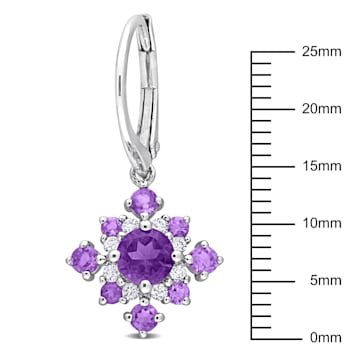 2 1/10 CT TGw Multi Gemstone Cluster Earrings in Sterling Silver