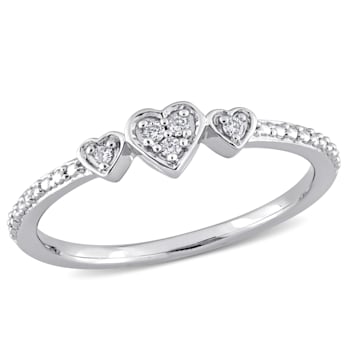 0.05 CT TW Diamond Accent 3-Heart Eternity Ring in Sterling Silver
