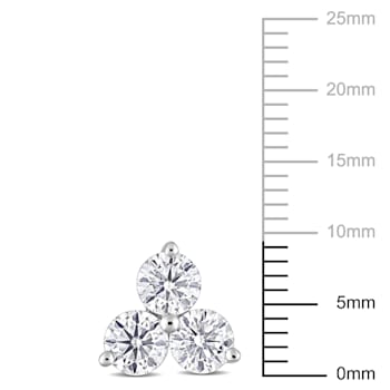 2 1/6 CT DEW Created Moissanite Three-Stone Stud Earrings in Sterling Silver