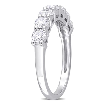 1 CT DEW Created Moissanite Semi Eternity Ring in 10K White Gold