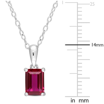 1 5/8 CT TGW Created Ruby Solitaire Pendant with Chain in Sterling Silver