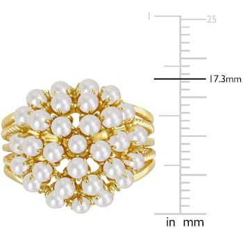 2-3MM Freshwater Cultured Pearl Split Shank Ring in Yellow Plated
Sterling Silver