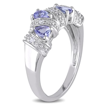 3/5 CT TGW Tanzanite Teardrop Ring in Sterling Silver