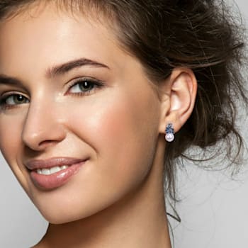 Freshwater Cultured Pearl, 1 1/8 CT TGW Sapphire, 1/8 CT TW Diamond
Earrings in 14K White Gold