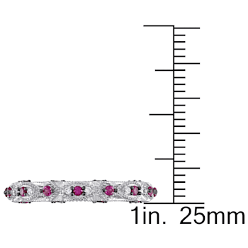 1/3 CT TGW Created Ruby and Diamond Vintage Anniversary Ring in 10K
White Gold with BlacK Rhodium
