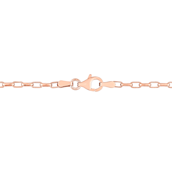 Fancy Rectangular Rolo Chain Necklace in Rose Plated Sterling Silver