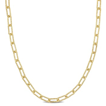 3.5MM Fancy Paperclip Chain Necklace in Yellow Plated Sterling Silver