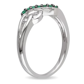 1/7 CTW Emerald Accent Infinity Ring in Sterling Silver with Black
Rhodium Plated