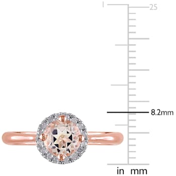 4/5 CTW Morganite and 1/10 CT TW Diamond Halo Ring in Rose Plated
Sterling Silver
