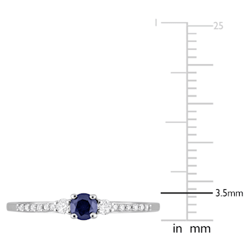 1/3 CT TGW Created Blue and White Sapphire with Diamond Accent Ring in
Sterling Silver