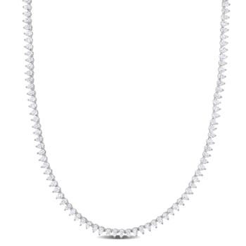 44 1/2 CT TGW Created White Sapphire Teardrop Tennis Necklace in
Sterling Silver