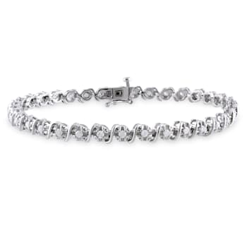 1 CT TW Diamond S-Shape Bracelet in Sterling Silver