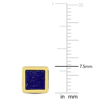 1ctw Lapis Square Stud Earrings in 18K Yellow Gold Over Sterling Silver