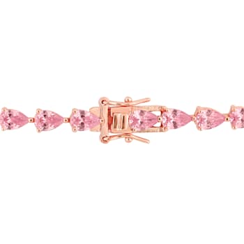 13 1/2 CT TGW Created Pink Sapphire Tennis Bracelet in Rose Plated
Rhodium Over Sterling Silver
