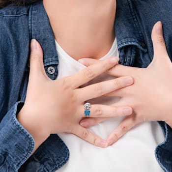 2 7/8 CT TGW London Blue and White Topaz 2-Stone Ring in Sterling Silver