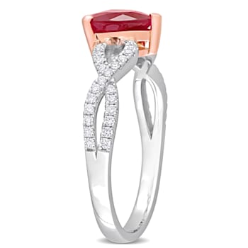 1 3/4 CT TGW Ruby and 1/4 CT TW Diamond Heart Infinity Ring in 14K
2-Tone White and Rose Gold