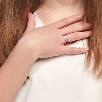 1 2/5 CT DEW Created Moissanite Engagement Ring in Sterling Silver