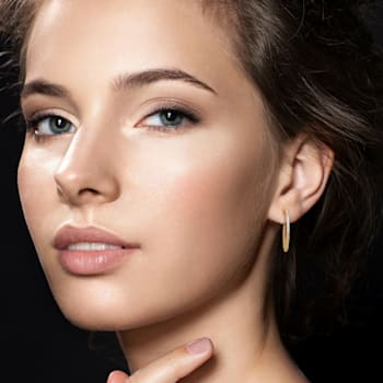 1/5 CT TW Diamond Open Hoop Earrings in 14K Yellow Gold