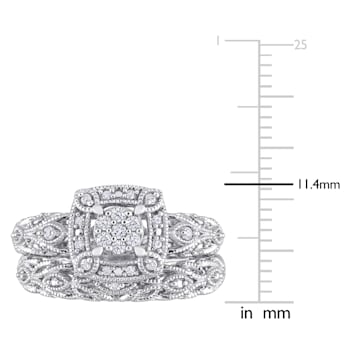 1/5 CT TW Diamond Vintage Bridal Set in Sterling Silver