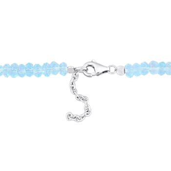11 CT TGW Sky Blue Topaz Beaded Bracelet with Sterling Silver Clasp