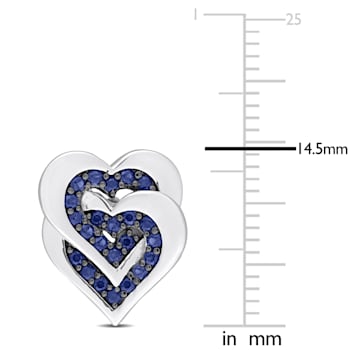 1/2 CT TGW Blue Sapphire Interlocking Hearts Stud Earrings in Sterling Silver