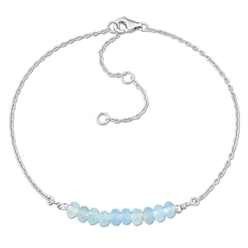 1 1/2 CT TGW Aquamarine Bead Bracelet in Sterling Silver