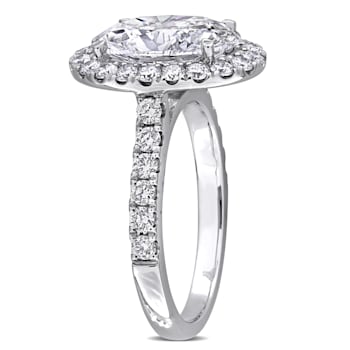 3 7/8 CT TW Lab-Grown Diamond Halo Ring in 14K White Gold