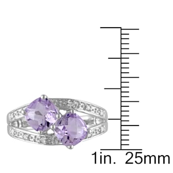 2 CTW Rose De France and Diamond Accent Split Ring in Sterling Silver