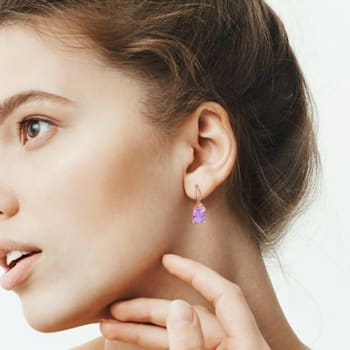 6 1/3 CT TGW Rose de France and White Topaz Earrings in Rose Plated
Sterling Silver