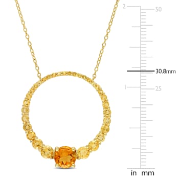 3.25 CTW Citrine and Madeira Citrine Graduated Open 18k Gold Plated
Silver Pendant with Chain