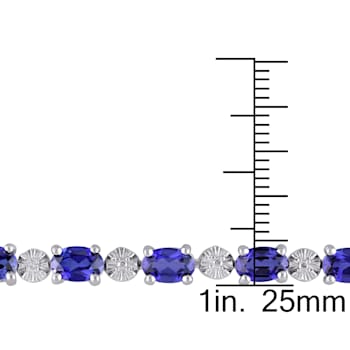 9 7/8 CT TGW Created Blue Sapphire and Diamond Accent Bracelet in
Sterling Silver