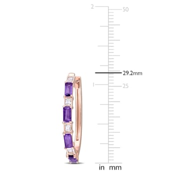 2 1/6 CT TGW African-Amethyst White Topaz Hoop Earrings in Rose Plated
Sterling Silver