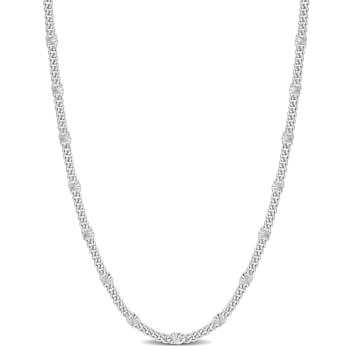 Fancy Curb Link Necklace in Sterling Silver