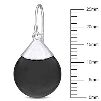 14 1/2 CT TGW Onyx Hook Earrings in Sterling Silver