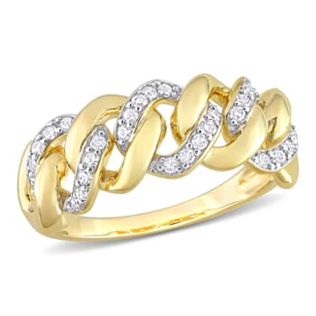 1/4ctw Diamond Interlocking Link Ring in 18K Yellow Gold Over Sterling Silver