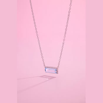 3 CT TGW Sky-Blue Topaz and White Sapphire Halo Necklace in Sterling Silver