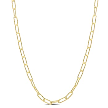 Fancy Paperclip Chain Necklace in Yellow Plated Sterling Silver