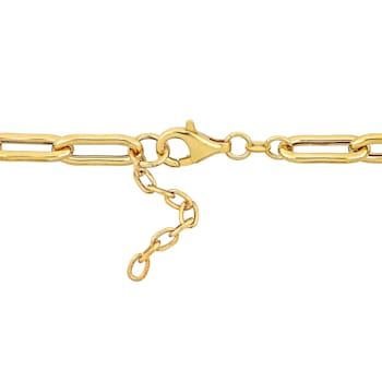 White Enamel Oval Link Bracelet in Yellow Plated Sterling Silver