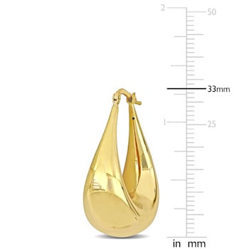 33mm Teardrop Hoop Earrings in 14k Gold
