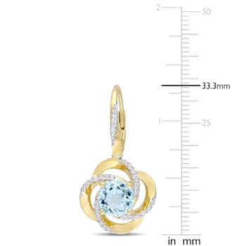 5 1/4 CT TGW Sky Blue Topaz and White Topaz Floral Earrings in Yellow
Plated Sterling Silver